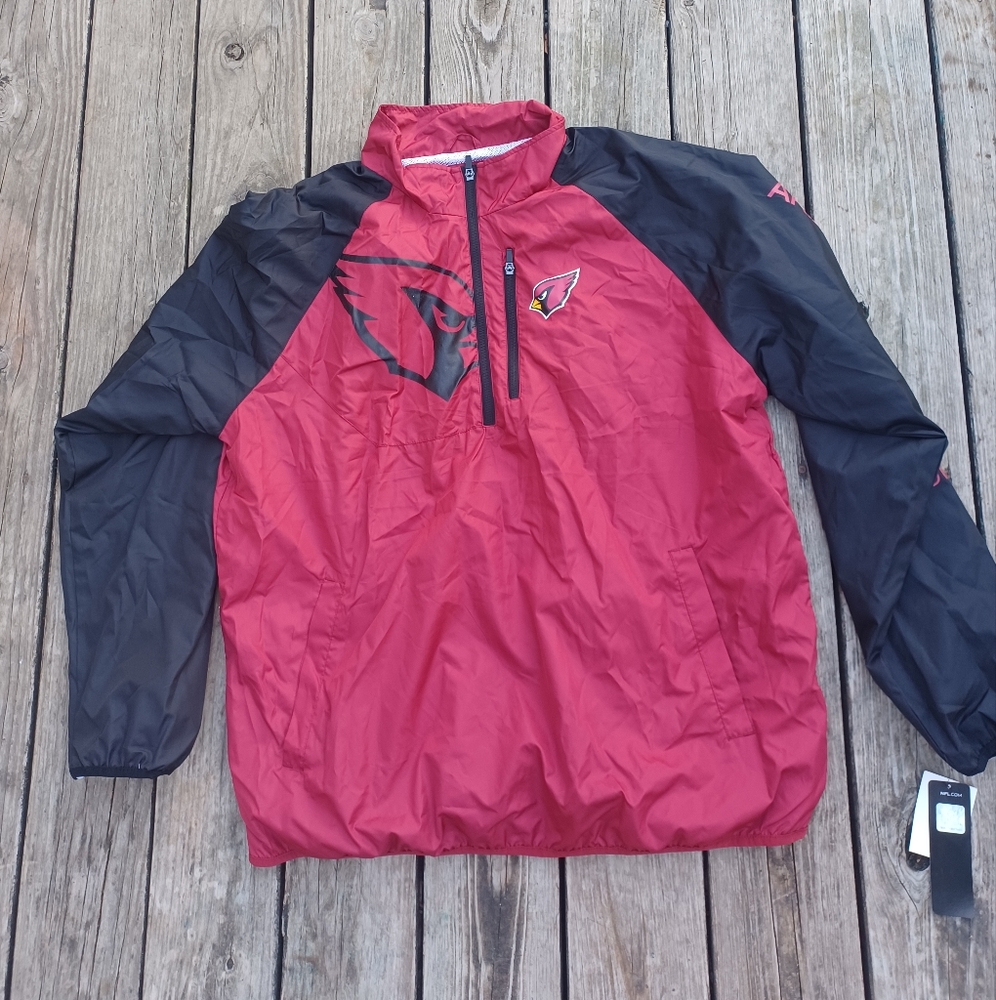 Arizona Cardinals NFL Pullover Jacket Men’s XXL NWT Black Red Half Zip Mesh Line